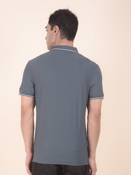 T-Shirt for Men | Breathable & Soft with Color Fastness Regular Fit Polo Neck Nylon Fabric Solid Pattern