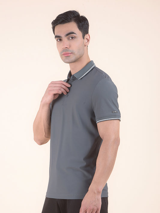 T-Shirt for Men | Breathable & Soft with Color Fastness Regular Fit Polo Neck Nylon Fabric Solid Pattern