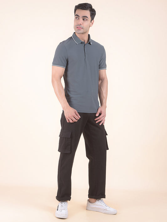 T-Shirt for Men | Breathable & Soft with Color Fastness Regular Fit Polo Neck Nylon Fabric Solid Pattern