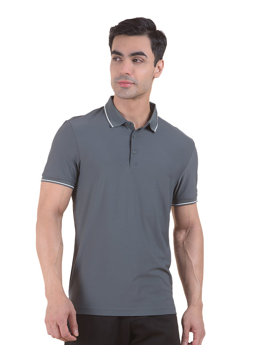 T-Shirt for Men | Breathable & Soft with Color Fastness Regular Fit Polo Neck Nylon Fabric Solid Pattern
