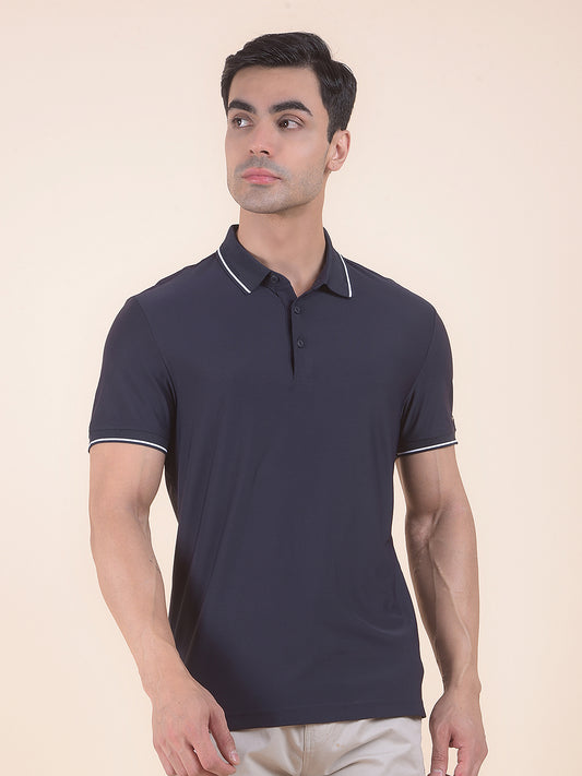 T-Shirt for Men | Breathable & Soft with Color Fastness Regular Fit Polo Neck Nylon Fabric Solid Pattern