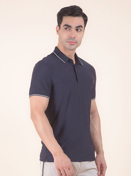 T-Shirt for Men | Breathable & Soft with Color Fastness Regular Fit Polo Neck Nylon Fabric Solid Pattern