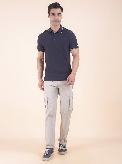 T-Shirt for Men | Breathable & Soft with Color Fastness Regular Fit Polo Neck Nylon Fabric Solid Pattern