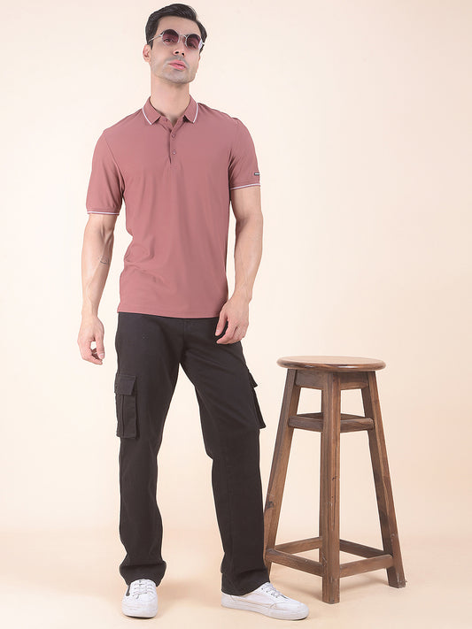 T-Shirt for Men | Breathable & Soft with Color Fastness Regular Fit Polo Neck Nylon Fabric Solid Pattern