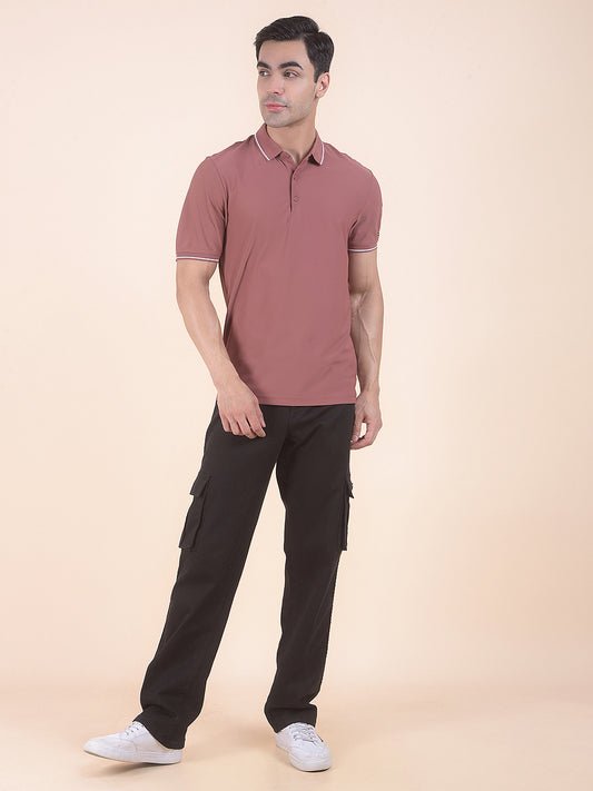 T-Shirt for Men | Breathable & Soft with Color Fastness Regular Fit Polo Neck Nylon Fabric Solid Pattern