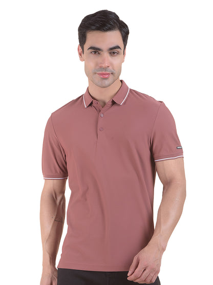 T-Shirt for Men | Breathable & Soft with Color Fastness Regular Fit Polo Neck Nylon Fabric Solid Pattern