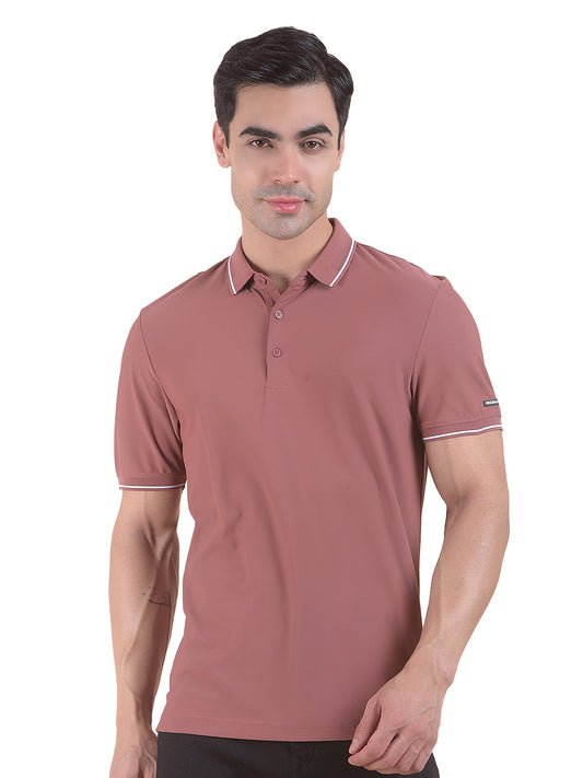 T-Shirt for Men | Breathable & Soft with Color Fastness Regular Fit Polo Neck Nylon Fabric Solid Pattern
