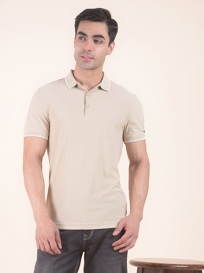 T-Shirt for Men | Breathable & Soft with Color Fastness Regular Fit Polo Neck Nylon Fabric Solid Pattern