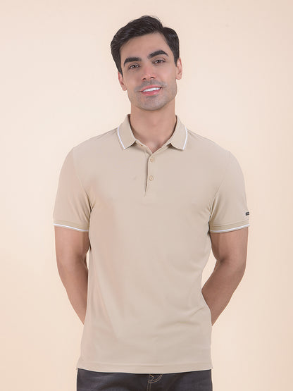 T-Shirt for Men | Breathable & Soft with Color Fastness Regular Fit Polo Neck Nylon Fabric Solid Pattern