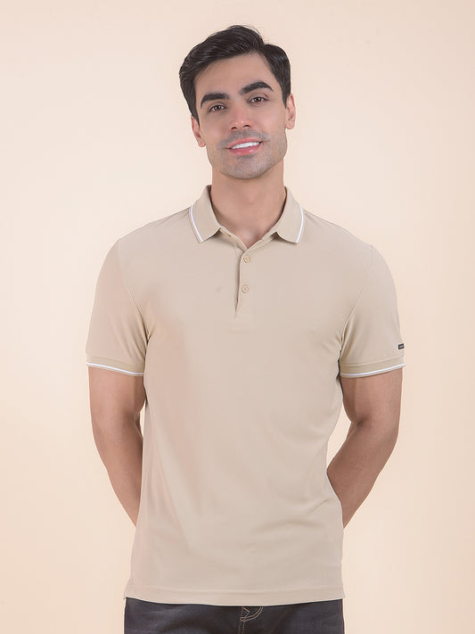 T-Shirt for Men | Breathable & Soft with Color Fastness Regular Fit Polo Neck Nylon Fabric Solid Pattern