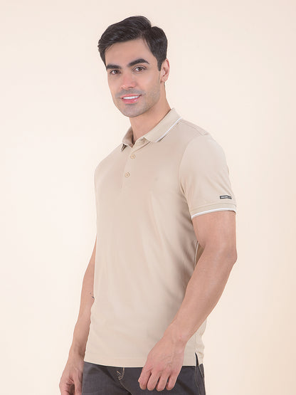 T-Shirt for Men | Breathable & Soft with Color Fastness Regular Fit Polo Neck Nylon Fabric Solid Pattern