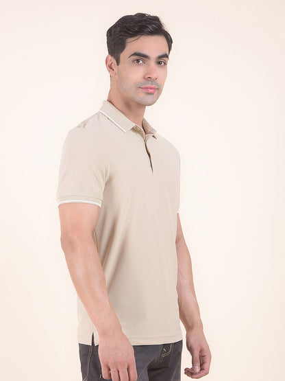 T-Shirt for Men | Breathable & Soft with Color Fastness Regular Fit Polo Neck Nylon Fabric Solid Pattern