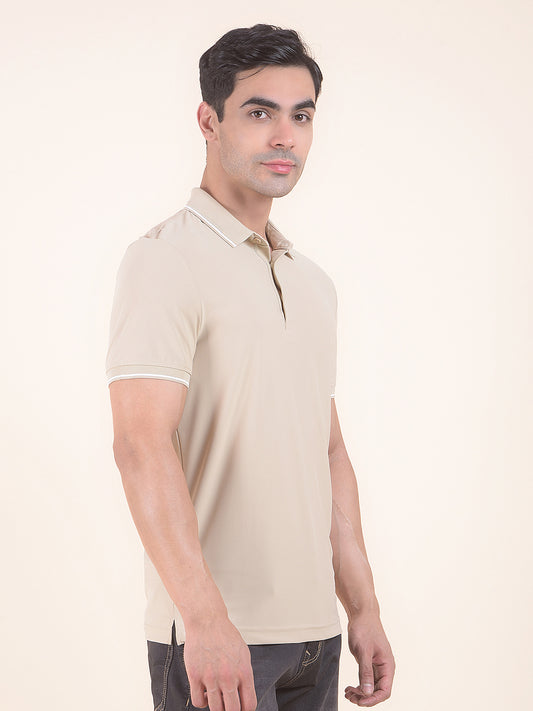 T-Shirt for Men | Breathable & Soft with Color Fastness Regular Fit Polo Neck Nylon Fabric Solid Pattern
