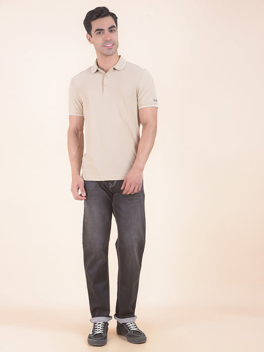 T-Shirt for Men | Breathable & Soft with Color Fastness Regular Fit Polo Neck Nylon Fabric Solid Pattern