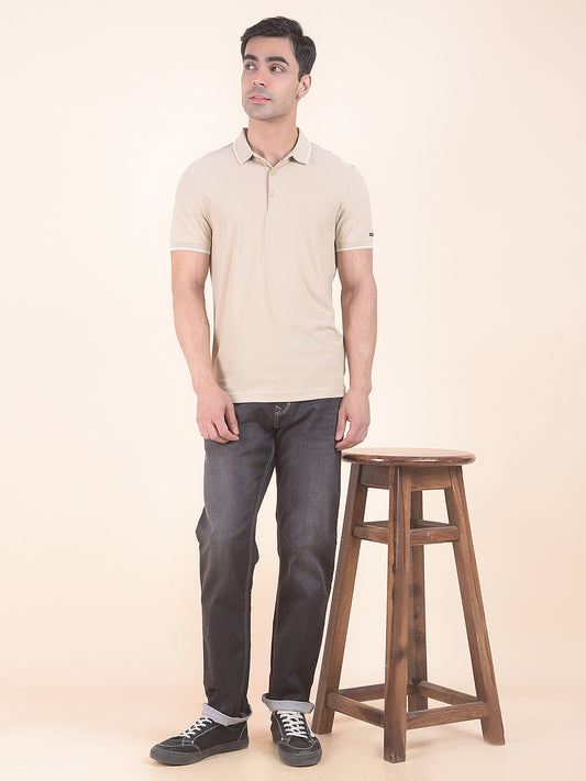 T-Shirt for Men | Breathable & Soft with Color Fastness Regular Fit Polo Neck Nylon Fabric Solid Pattern