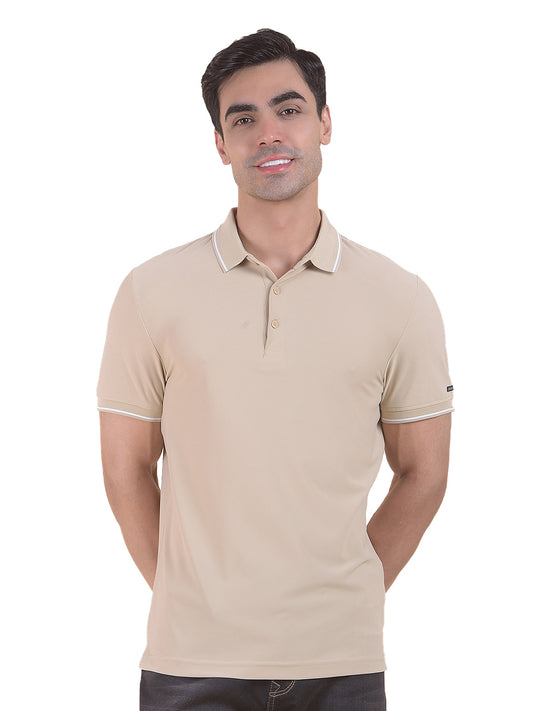 T-Shirt for Men | Breathable & Soft with Color Fastness Regular Fit Polo Neck Nylon Fabric Solid Pattern