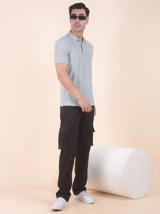 T-Shirt for Men | Breathable & Soft with Color Fastness Regular Fit Polo Neck Nylon Fabric Solid Pattern