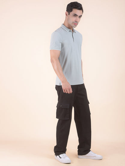 T-Shirt for Men | Breathable & Soft with Color Fastness Regular Fit Polo Neck Nylon Fabric Solid Pattern