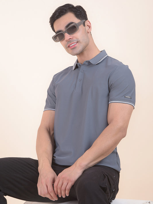 T-Shirt for Men | Breathable & Soft with Color Fastness Regular Fit Polo Neck Nylon Fabric Solid Pattern
