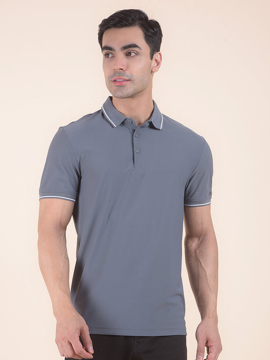 T-Shirt for Men | Breathable & Soft with Color Fastness Regular Fit Polo Neck Nylon Fabric Solid Pattern