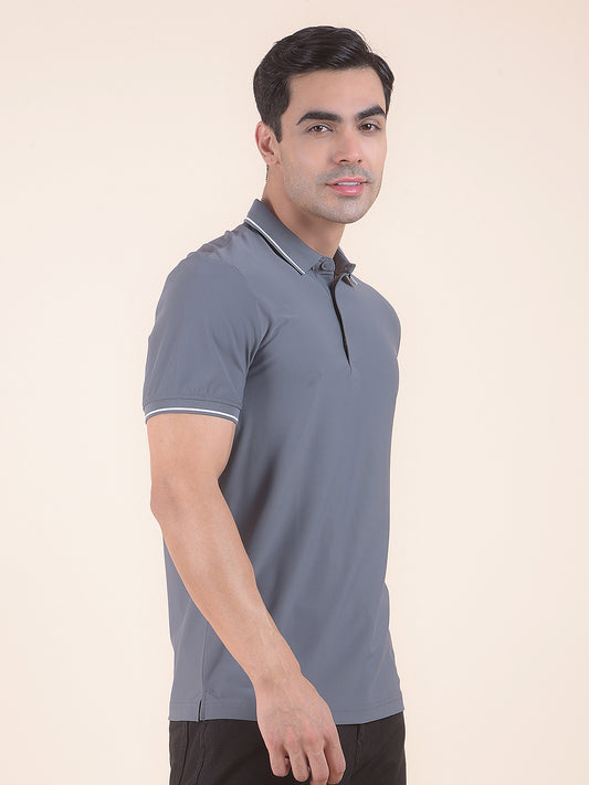 T-Shirt for Men | Breathable & Soft with Color Fastness Regular Fit Polo Neck Nylon Fabric Solid Pattern