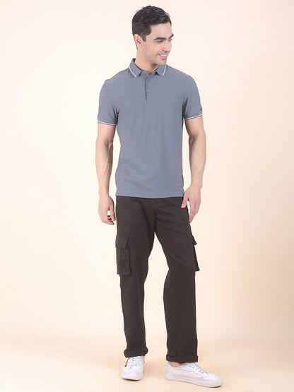 T-Shirt for Men | Breathable & Soft with Color Fastness Regular Fit Polo Neck Nylon Fabric Solid Pattern