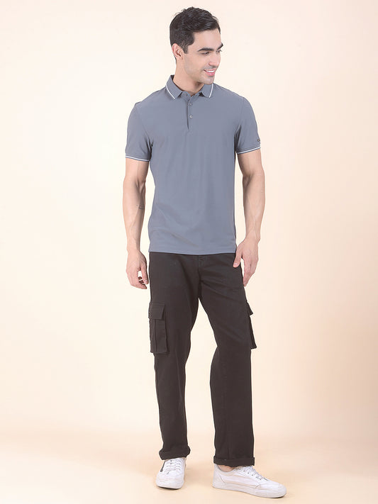 T-Shirt for Men | Breathable & Soft with Color Fastness Regular Fit Polo Neck Nylon Fabric Solid Pattern