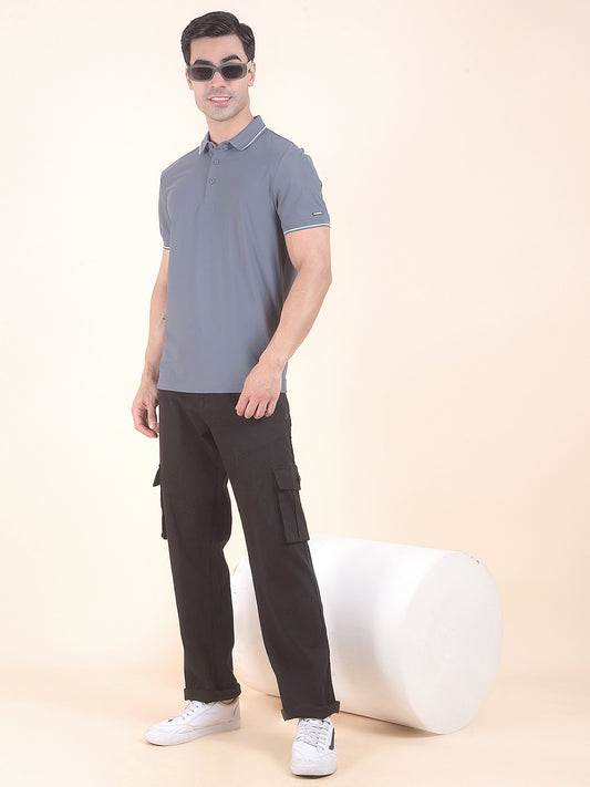 T-Shirt for Men | Breathable & Soft with Color Fastness Regular Fit Polo Neck Nylon Fabric Solid Pattern