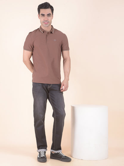 T-Shirt for Men | Breathable & Soft with Color Fastness Regular Fit Polo Neck Nylon Fabric Solid Pattern
