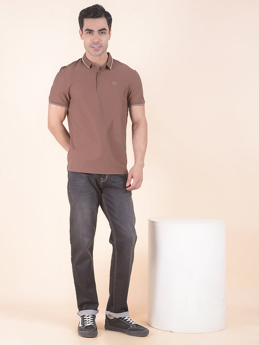 T-Shirt for Men | Breathable & Soft with Color Fastness Regular Fit Polo Neck Nylon Fabric Solid Pattern