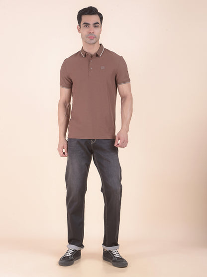 T-Shirt for Men | Breathable & Soft with Color Fastness Regular Fit Polo Neck Nylon Fabric Solid Pattern