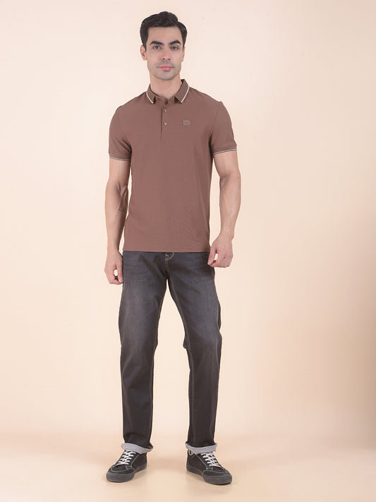 T-Shirt for Men | Breathable & Soft with Color Fastness Regular Fit Polo Neck Nylon Fabric Solid Pattern
