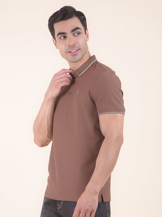 T-Shirt for Men | Breathable & Soft with Color Fastness Regular Fit Polo Neck Nylon Fabric Solid Pattern
