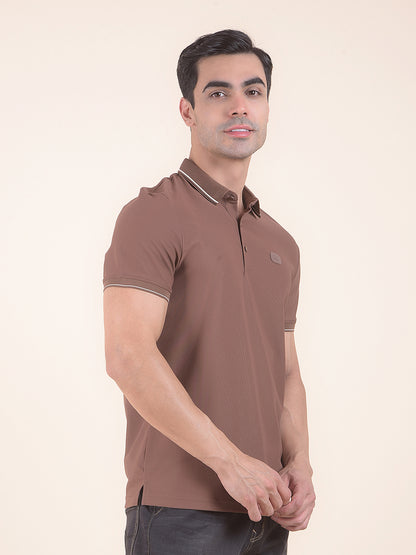 T-Shirt for Men | Breathable & Soft with Color Fastness Regular Fit Polo Neck Nylon Fabric Solid Pattern