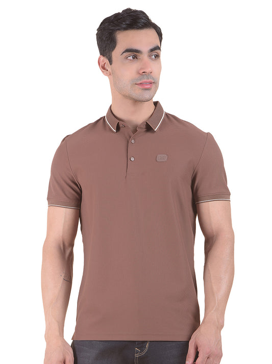 T-Shirt for Men | Breathable & Soft with Color Fastness Regular Fit Polo Neck Nylon Fabric Solid Pattern