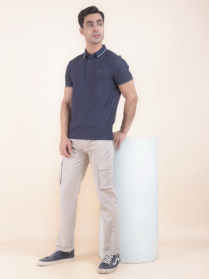 T-Shirt for Men | Breathable & Soft with Color Fastness Regular Fit Polo Neck Nylon Fabric Solid Pattern