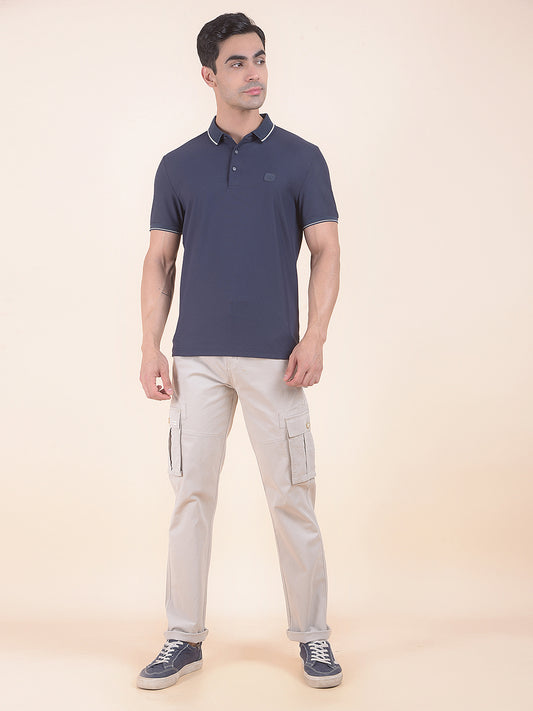T-Shirt for Men | Breathable & Soft with Color Fastness Regular Fit Polo Neck Nylon Fabric Solid Pattern