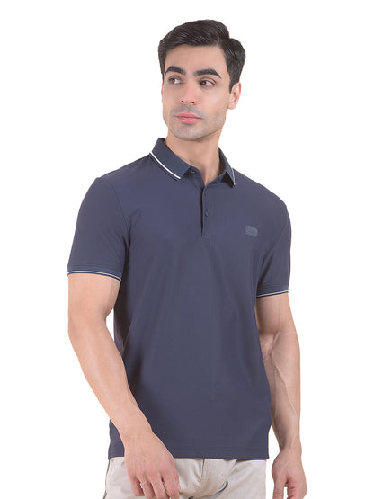 T-Shirt for Men | Breathable & Soft with Color Fastness Regular Fit Polo Neck Nylon Fabric Solid Pattern
