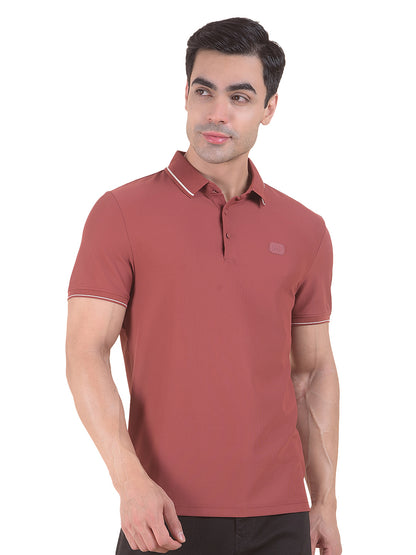 T-Shirt for Men | Breathable & Soft with Color Fastness Regular Fit Polo Neck Nylon Fabric Solid Pattern