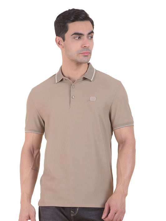 T-Shirt for Men | Breathable & Soft with Color Fastness Regular Fit Polo Neck Nylon Fabric Solid Pattern