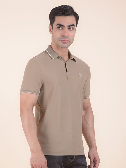T-Shirt for Men | Breathable & Soft with Color Fastness Regular Fit Polo Neck Nylon Fabric Solid Pattern