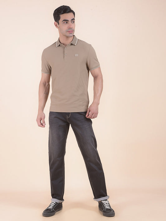 T-Shirt for Men | Breathable & Soft with Color Fastness Regular Fit Polo Neck Nylon Fabric Solid Pattern