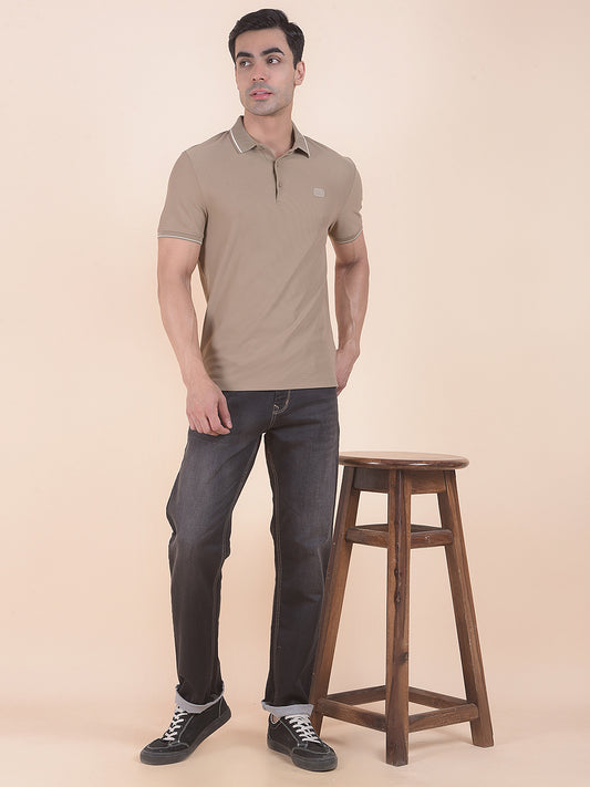 T-Shirt for Men | Breathable & Soft with Color Fastness Regular Fit Polo Neck Nylon Fabric Solid Pattern