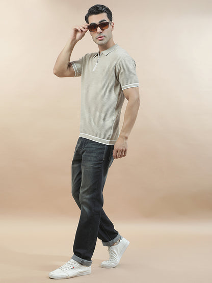 T-Shirt for Men | Breathable & Soft with Color Fastness Regular Fit Polo Neck Poly Cotton Fabric Solid Pattern