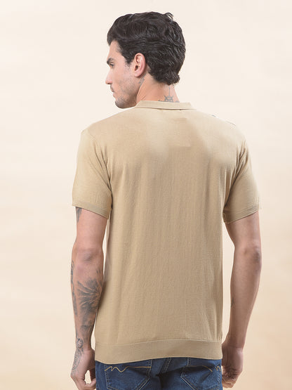 T-Shirt for Men | Breathable & Soft with Color Fastness Regular Fit Polo Neck Cotton Blend Fabric Striped Pattern