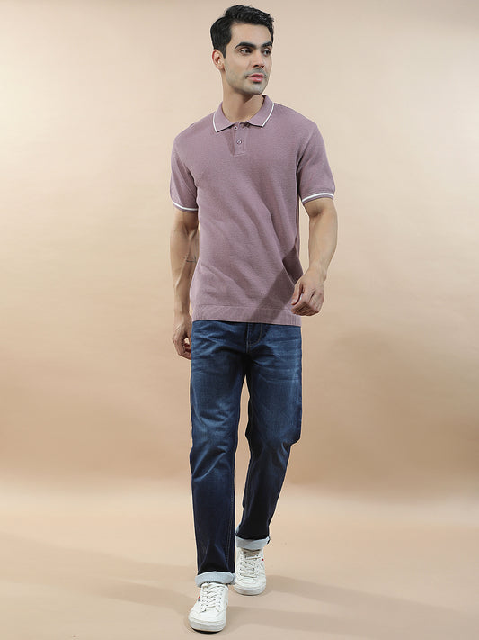 T-Shirt for Men | Breathable & Soft with Color Fastness Regular Fit Polo Neck Cotton Blend Fabric Solid Pattern
