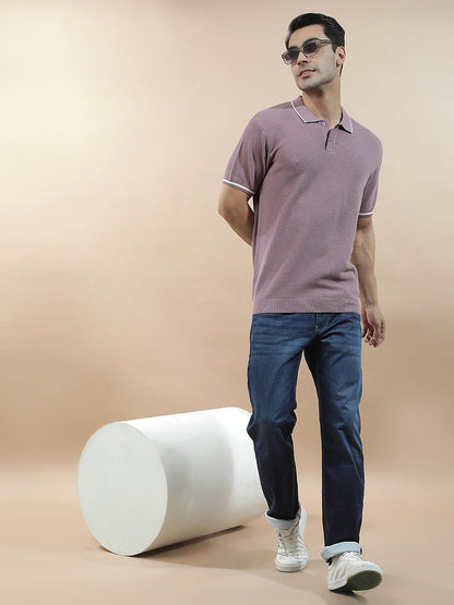 T-Shirt for Men | Breathable & Soft with Color Fastness Regular Fit Polo Neck Cotton Blend Fabric Solid Pattern