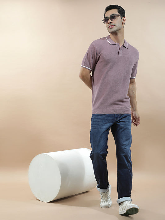 T-Shirt for Men | Breathable & Soft with Color Fastness Regular Fit Polo Neck Cotton Blend Fabric Solid Pattern