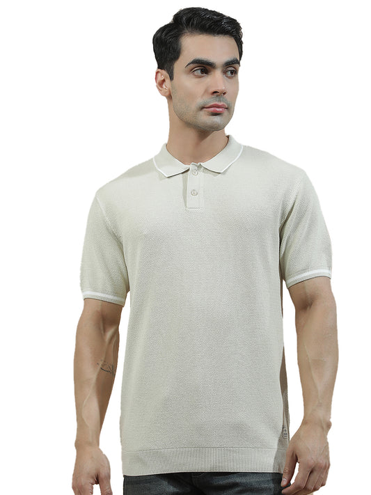 T-Shirt for Men | Breathable & Soft with Color Fastness Regular Fit Polo Neck Cotton Blend Fabric Solid Pattern