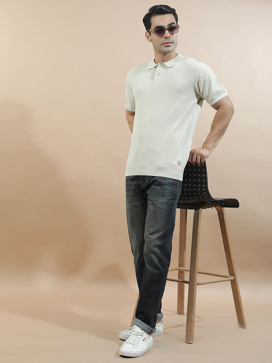 T-Shirt for Men | Breathable & Soft with Color Fastness Regular Fit Polo Neck Cotton Blend Fabric Solid Pattern